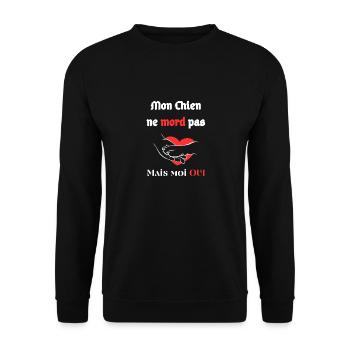 Mon Chien ne mord pas mais moi OUI - Sweat-shirt Unisexe - noir - Devant - Alina (178cm) & Michal (187cm)