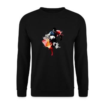 Teddy le rugbyman - Sweat-shirt Unisexe - noir - Devant - Alina (178cm) & Michal (187cm)
