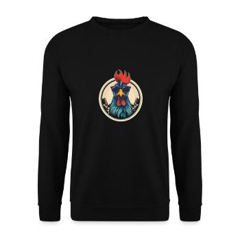 Cooler Hahn trägt Sonnenbrille - Unisex Pullover - Schwarz - Vorne - Alina (178cm) & Michal (187cm)
