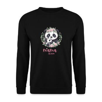 Mama est 2024 I Panda Bear Mum I First Time Mom - Unisex Pullover - Schwarz - Vorne - Alina (178cm) & Michal (187cm)