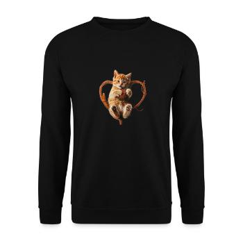 chat pelote coeur - Sweat-shirt Unisexe - noir - Devant - Alina (178cm) & Michal (187cm)