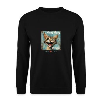 Crazy Cat Happy Birthday Chaotic Cat Trend - Unisex Sweatshirt - black - Front - Alina (178cm) & Michal (187cm)
