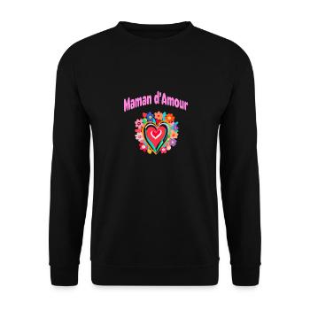 Maman d Amour message d'amour rose pour les mères - Sweat-shirt Unisexe - noir - Devant - Alina (178cm) & Michal (187cm)