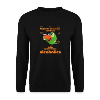 Alkoholischer Amazonas-Papagei - Unisex Pullover - Schwarz - Vorne - Alina (178cm) & Michal (187cm)