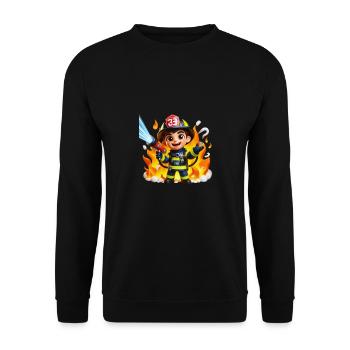 Feuerwehrmann - Unisex Pullover - Schwarz - Vorne - Alina (178cm) & Michal (187cm)