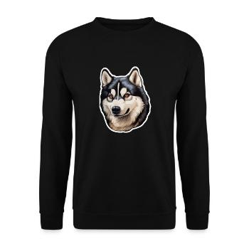 Siberian Husky Kopf - Unisex Pullover - Schwarz - Vorne - Alina (178cm) & Michal (187cm)