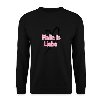 Malle ist Liebe Herz - Unisex Pullover - Schwarz - Vorne - Alina (178cm) & Michal (187cm)