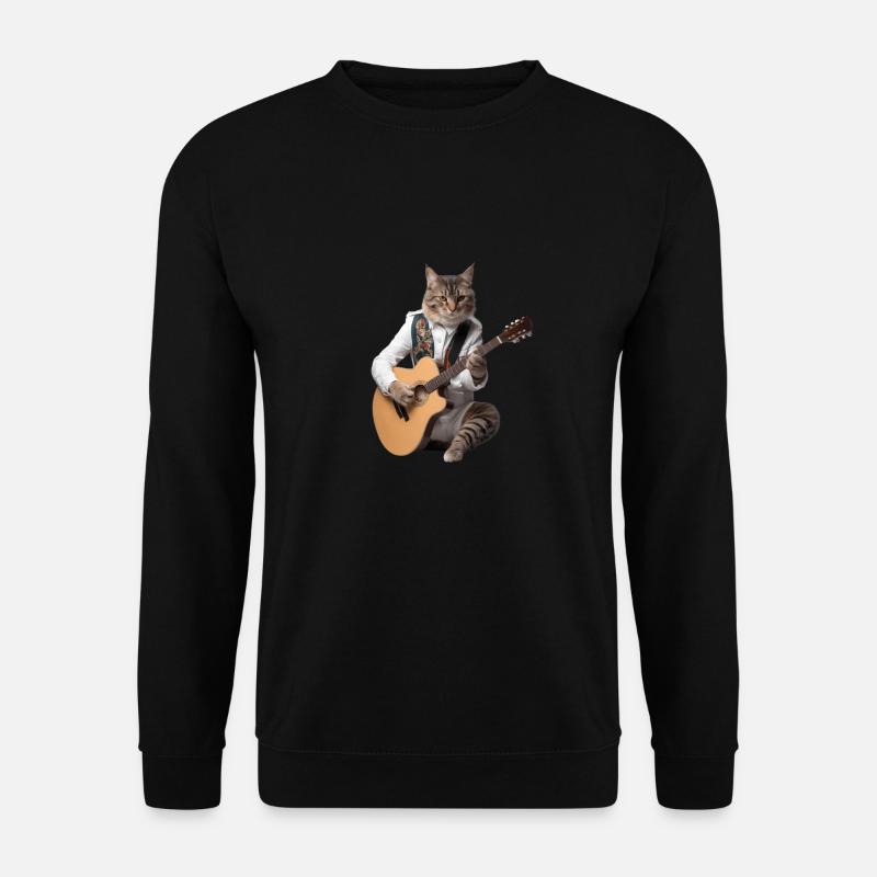 Katze Gitarre - Unisex Pullover - Schwarz