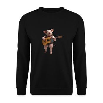 Pig Gitarre - Unisex Pullover - Schwarz - Vorne - Alina (178cm) & Michal (187cm)