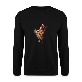 Rooster Hen Gitarre - Unisex Pullover - Schwarz - Vorne - Alina (178cm) & Michal (187cm)
