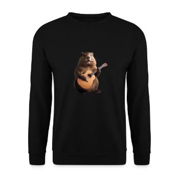 Biber Murmeltier Gitarre - Unisex Pullover - Schwarz - Vorne - Alina (178cm) & Michal (187cm)