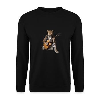 Geparden-Panther Dschungel-Gitarrenmusik - Unisex Pullover - Schwarz - Vorne - Alina (178cm) & Michal (187cm)