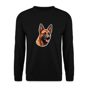 Tête de malinois belge - Sweat-shirt Unisexe - noir - Devant - Alina (178cm) & Michal (187cm)