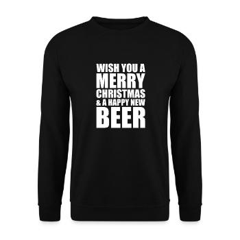 Wish you a Merry Christmas & a happy new beer - Unisex Pullover - Schwarz - Vorne - Alina (178cm) & Michal (187cm)