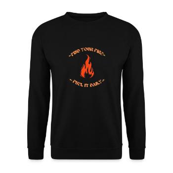 "Find Your Fire, Fuel It Daily" Motivational Tea - Unisex Sweatshirt - black - Front - Alina (178cm) & Michal (187cm)