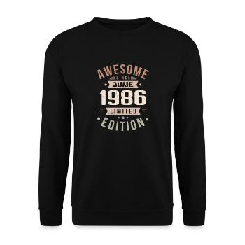 Juin 1986 Anniversaire Juin 1986 Cadeau Juin 1986 - Sweat-shirt Unisexe - noir - Devant - Alina (178cm) & Michal (187cm)