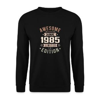 Juin 1985 Anniversaire Juin 1985 Cadeau Juin 1985 - Sweat-shirt Unisexe - noir - Devant - Alina (178cm) & Michal (187cm)