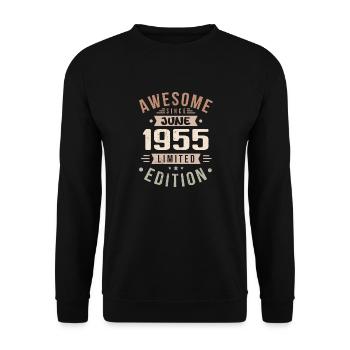 June 1955 Birthday June 1955 Gift June 1955 - Unisex Sweatshirt - black - Front - Alina (178cm) & Michal (187cm)