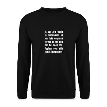 Dialecte anversois, T-shirt Texte gantois. - Sweat-shirt Unisexe - noir - Devant - Alina (178cm) & Michal (187cm)