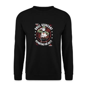 Grill Sergeant Reporting For Duty BBQ - Unisex Sweatshirt - black - Front - Alina (178cm) & Michal (187cm)