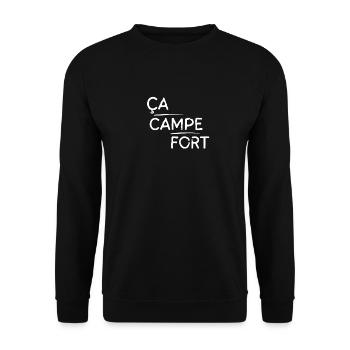 Ça campe fort motif Blanc - Sweat-shirt Unisexe - noir - Devant - Alina (178cm) & Michal (187cm)