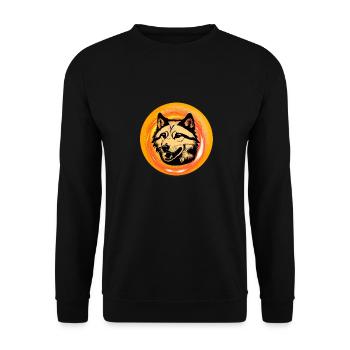 Leuchtender Wolf im Kreis - Unisex Pullover - Schwarz - Vorne - Alina (178cm) & Michal (187cm)