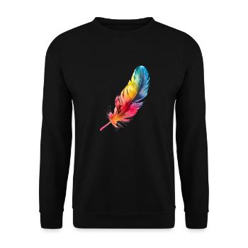 Vogelfeder: Leichtgewicht mit genialer Funktion - Unisex Pullover - Schwarz - Vorne - Alina (178cm) & Michal (187cm)