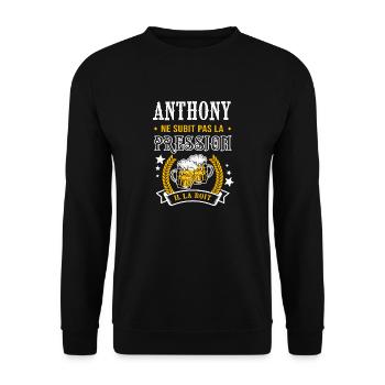 Anthony bière anthony cadeau anthony fêtes - Sweat-shirt Unisexe - noir - Devant - Alina (178cm) & Michal (187cm)