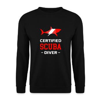 Scuba Taucher Spruch Apnoe Tauchen Haifisch - Unisex Pullover - Schwarz - Vorne - Alina (178cm) & Michal (187cm)