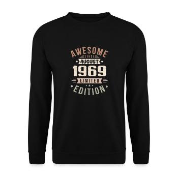 August 1969 Geburtstag im August 1969 Vintage 1969 - Unisex Pullover - Schwarz - Vorne - Alina (178cm) & Michal (187cm)
