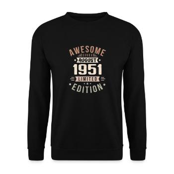 August 1951 Geburtstag im August 1951 Vintage 1951 - Unisex Pullover - Schwarz - Vorne - Alina (178cm) & Michal (187cm)