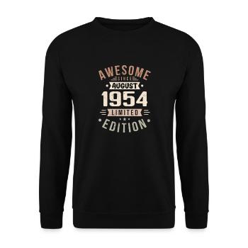 August 1954 Geburtstag im August 1954 Vintage 1954 - Unisex Pullover - Schwarz - Vorne - Alina (178cm) & Michal (187cm)