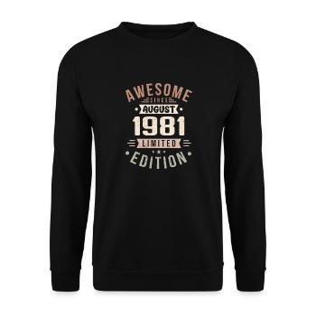 August 1981 Geburtstag im August 1981 Vintage 1981 - Unisex Pullover - Schwarz - Vorne - Alina (178cm) & Michal (187cm)