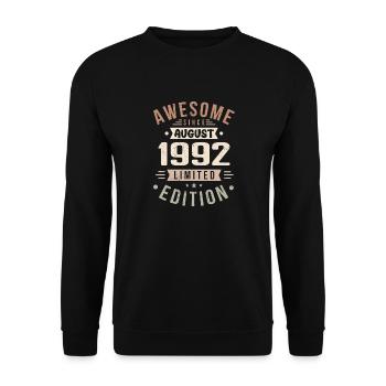 August 1992 Geburtstag im August 1992 Vintage 1992 - Unisex Pullover - Schwarz - Vorne - Alina (178cm) & Michal (187cm)