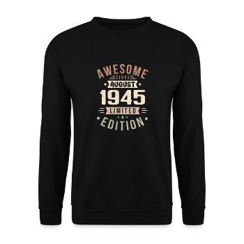 August 1945 Birthday in August 1945 Vintage 1945 - Unisex Sweatshirt - black - Front - Alina (178cm) & Michal (187cm)