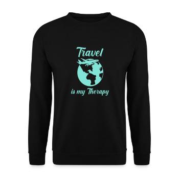 travel is my therapy - Unisex Sweatshirt - black - Front - Alina (178cm) & Michal (187cm)