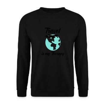 travel is my therapy - Unisex Sweatshirt - black - Front - Alina (178cm) & Michal (187cm)