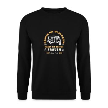 Männer mit Wohnwagen haben die schönsten Frauen! - Unisex Pullover - Schwarz - Vorne - Alina (178cm) & Michal (187cm)