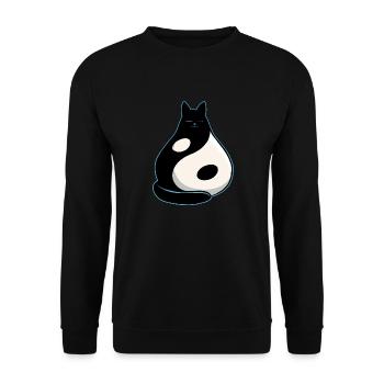 YinYang Cat - Unisex Sweatshirt - black - Front - Alina (178cm) & Michal (187cm)