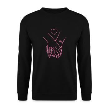 hände herzen - Unisex Pullover - Schwarz - Vorne - Alina (178cm) & Michal (187cm)