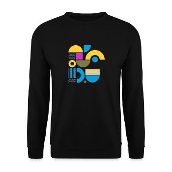 "Modern Look Yellow Blue" - Unisex Pullover - Schwarz - Vorne - Alina (178cm) & Michal (187cm)