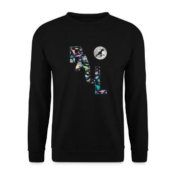 PAUL - Beau prénom de garçon avec dinosaure - Sweat-shirt Unisexe - noir - Devant - Alina (178cm) & Michal (187cm)