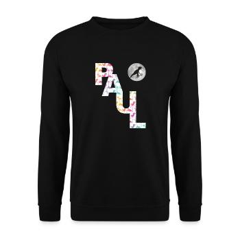 PAUL - Beau prénom de garçon avec dinosaure - Sweat-shirt Unisexe - noir - Devant - Alina (178cm) & Michal (187cm)