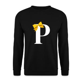 Buchstabe p gelbe Schleife - Unisex Pullover - Schwarz - Vorne - Alina (178cm) & Michal (187cm)