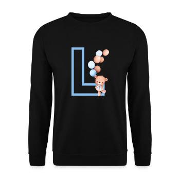 Blue Letter L Bear - Unisex Sweatshirt - black - Front - Alina (178cm) & Michal (187cm)