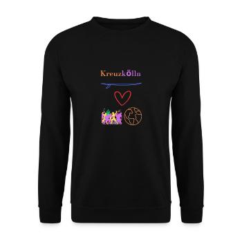 Kreuzkölln Lifestyle Leben im Kiez, Hipster, Hood - Unisex Pullover - Schwarz - Vorne - Alina (178cm) & Michal (187cm)