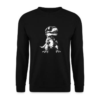 Lustiger T-Rex Dinosaurier Dino - Unisex Pullover - Schwarz - Vorne - Alina (178cm) & Michal (187cm)