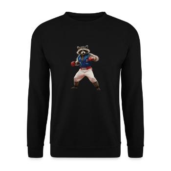 Sport-Waschbär - Unisex Pullover - Schwarz - Vorne - Alina (178cm) & Michal (187cm)