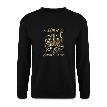 50e anniversaire : doré, scintillant et fabuleux - Sweat-shirt Unisexe - noir - Devant - Alina (178cm) & Michal (187cm)