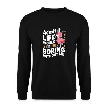Flamingo Tier Rosa - Unisex Pullover - Schwarz - Vorne - Alina (178cm) & Michal (187cm)